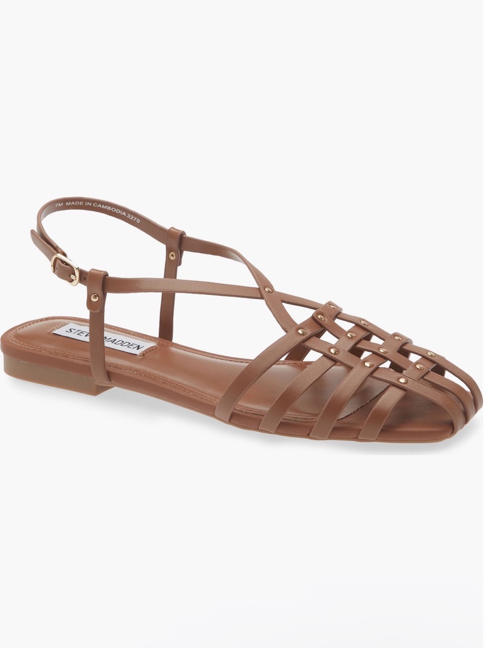 Steve Madden Cognac Leather Strappy Flat Sandal
